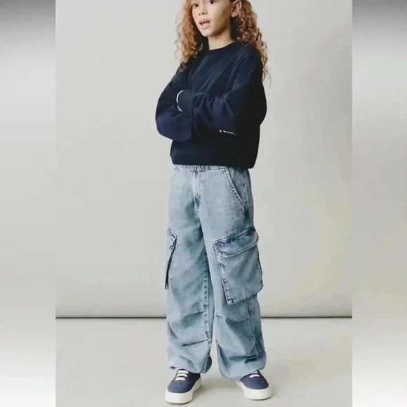 Zara Parachute Cargo Jeans Size 9 - Picture 2 of 10